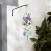 Butterfly Iron Ornament with Glass Leaves Wind Chime - Decorative Garden Hanging Decor