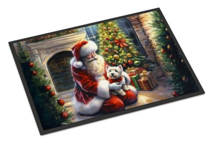 NEW Westie and Santa Claus Doormat Front Door Mat Indoor Outdoor Rugs for Entryway, Non Slip Washable Low Pile, 18H X 27W