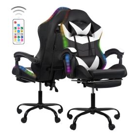Ergonomic gaming chairs for gaming, adult office chairs suitable for long periods of sitting - home computer chairs (Color: Black and white)
