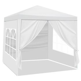 6.5x6.5FT Folding Canopy Tent with 4 Sidewalls 2 Zipper Doors and 2 Windows PE Fabric Outdoor Gazebo Shelter with Powder Coated Steel Frame Spira (Color: White)